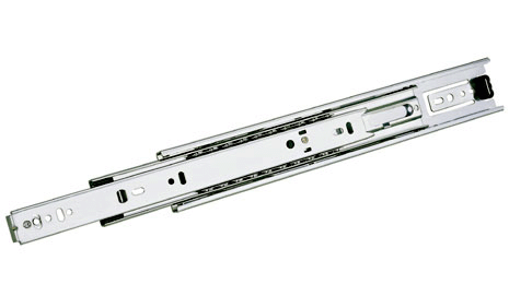 3832E – Full extension, loads up to 100 lbs. (45 kg) per pair, lever disconnect, hold-in detent