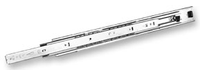 3832EDO – Detent-Out holds pullout shelves or trays in an open position. Full extension, loads up to 100 lbs. (45 kg) per pair, lever disconnect, hold-in detent.